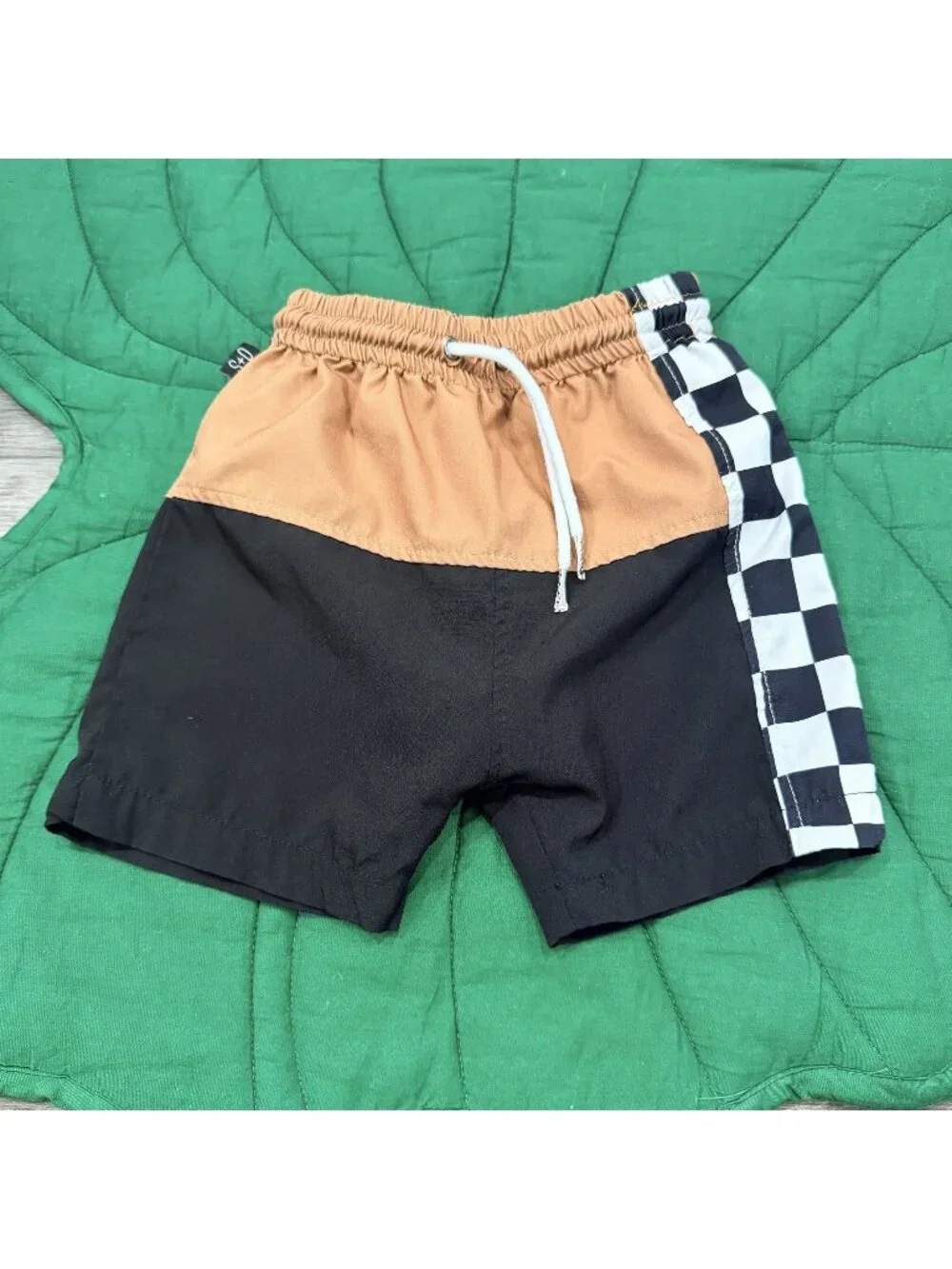 Olive & Scout Toddler 3T Colorblock Check Swim Trunks